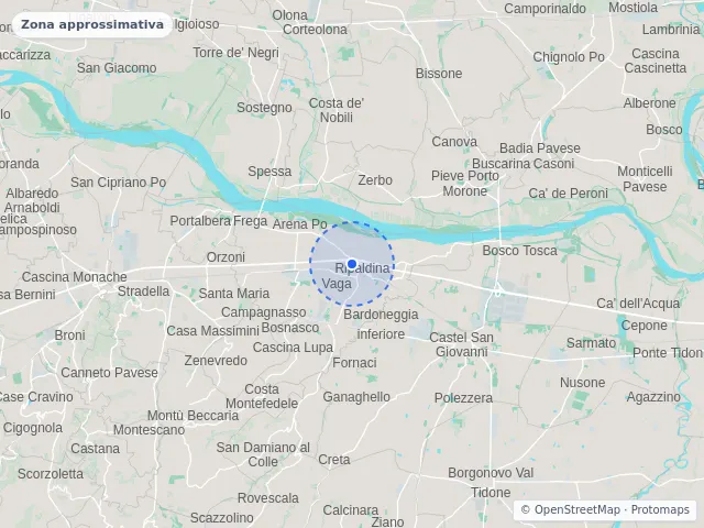 Mappa di Arena Po, Pavia