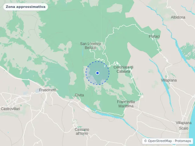 Mappa di Cerchiara di Calabria, Cosenza