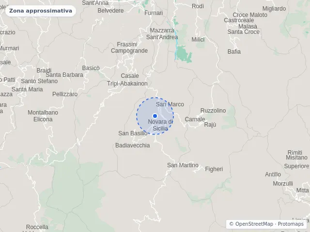 Mappa di Novara di Sicilia, Messina