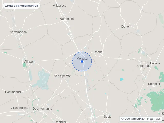 Mappa di Monastir, Sud Sardegna