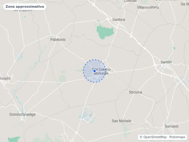 Mappa di San Gavino Monreale, Sud Sardegna