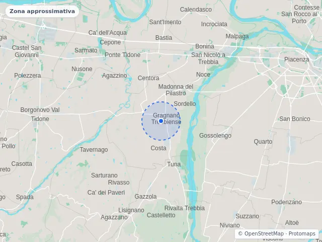 Mappa di Gragnano Trebbiense, Piacenza